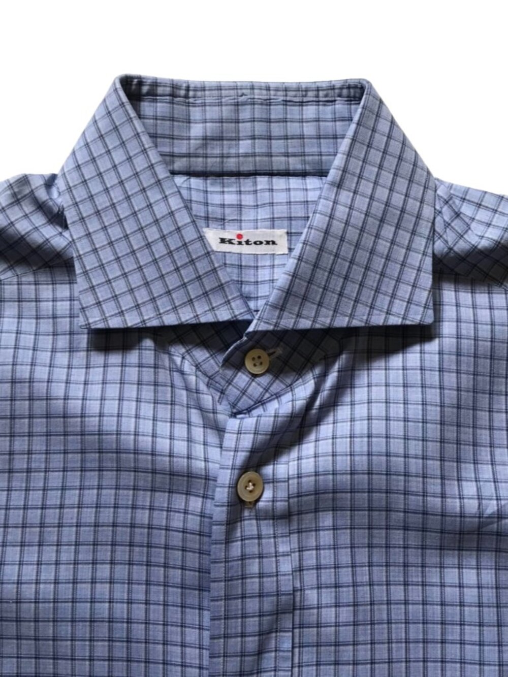 KITON Napoli Button Down Sport Shirt Mens 40 15 3/4 16 Blue Cotton Check $895